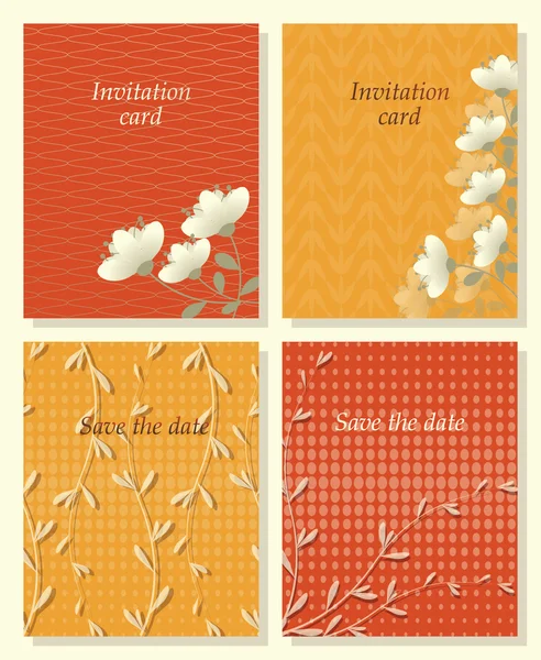 Set of vector templates for invitations, save the date — Stock Vector