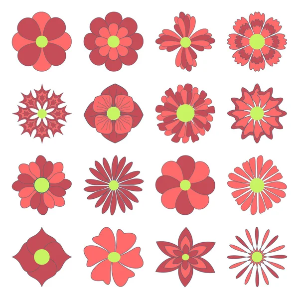 Vector set van abstracte decoratieve bloemen voor decoratie en des — Stockvector