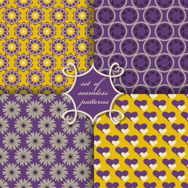 Sevgililer günü kesintisiz vektör çizim kümesi. Soyut formların ve dekoratif çiçek