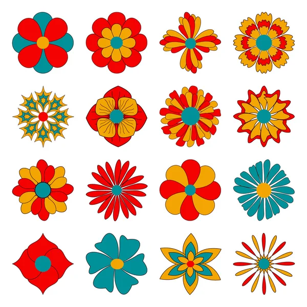 Vector set van abstracte decoratieve bloemen voor decoratie en des — Stockvector