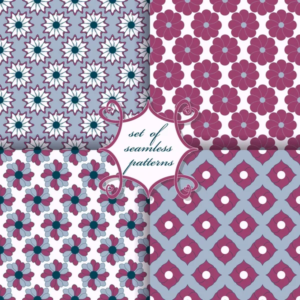 Vector set of seamless patterns — Stock Vector