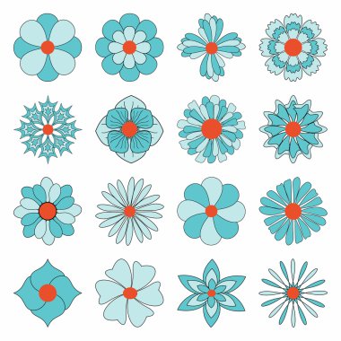 soyut dekoratif çiçek süsleme ve des için vektör set