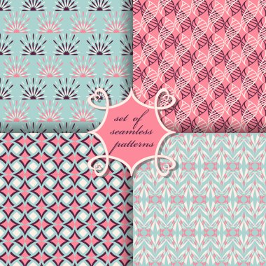 Sorunsuz vektör çizimler kümesi. Soyut Dekoratif şekiller