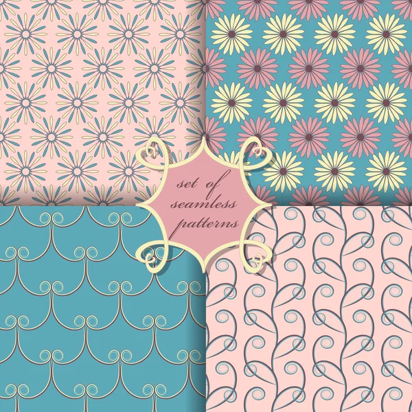 Sorunsuz vektör çizimler kümesi. Soyut şekiller ve dekoratif çiçek