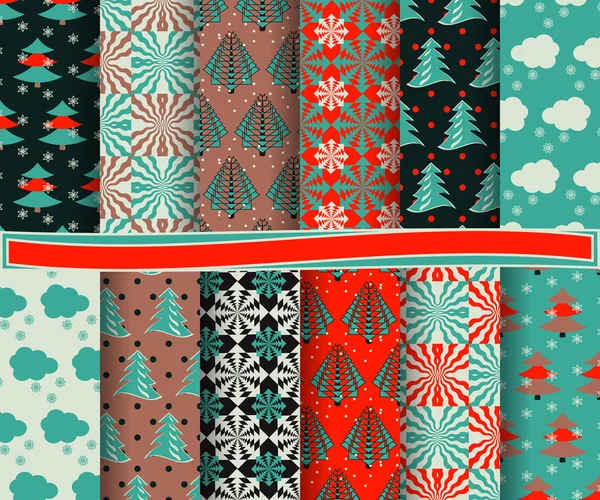 Conjunto de papel vectorial abstracto de Navidad con formas decorativas y elementos de diseño para álbum de recortes — Archivo Imágenes Vectoriales