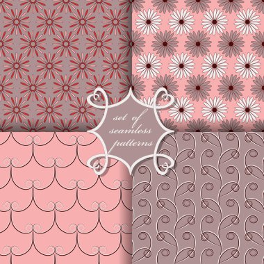 Sorunsuz vektör çizimler kümesi. Soyut şekiller ve decora