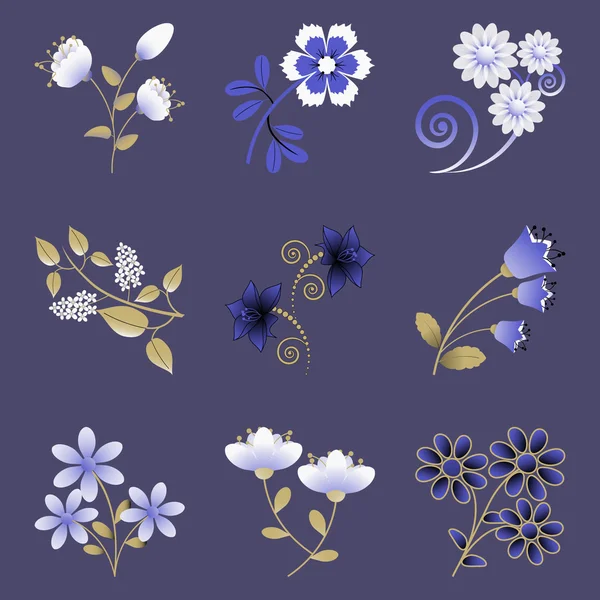 Vector conjunto de flores decorativas abstractas para la decoración y des — Vector de stock