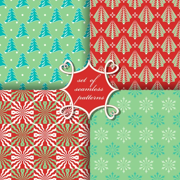 Set von Weihnachten nahtlose Vektor-Illustration. Weihnachtssymbole, Muster — Stockvektor