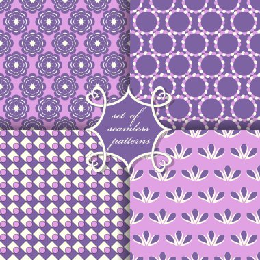 Sorunsuz vektör çizimler kümesi. Soyut şekiller ve dekoratif çiçek