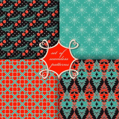 Noel sorunsuz vektör çizim kümesi. Noel simgeler, kalıpları