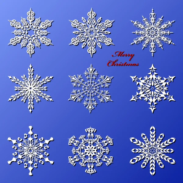 Vector set of abstract decorative snowflakes — Stock Vector