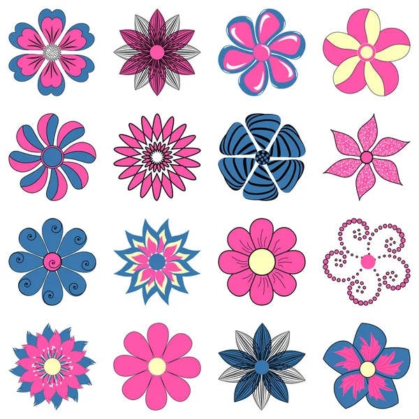 Vector conjunto de flores decorativas abstractas para la decoración y des — Vector de stock