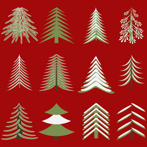 Ensemble vectoriel d'arbres de Noël abstraits — Image vectorielle