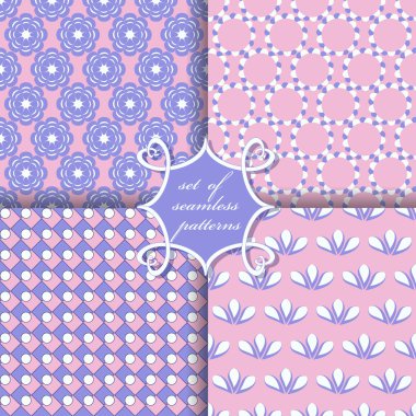 Sorunsuz vektör çizimler kümesi. Soyut şekiller ve dekoratif çiçek