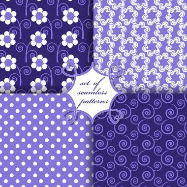 Sorunsuz vektör çizimler kümesi. Soyut şekiller ve dekoratif çiçek