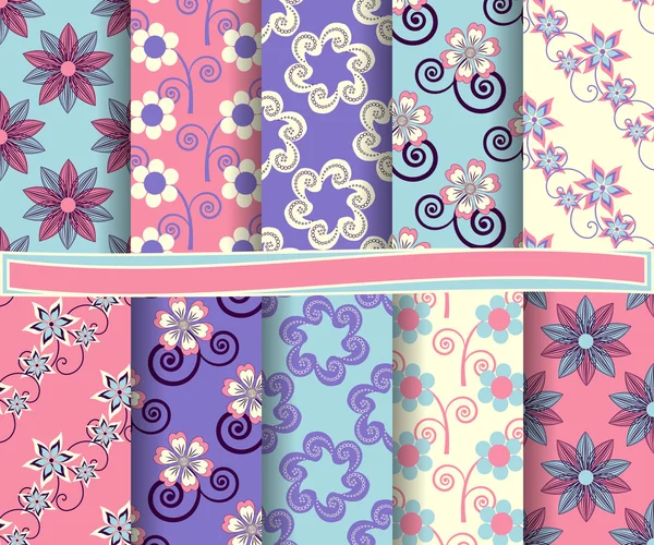 Set aus abstraktem Vektorpapier mit dekorativen Formen, Blumen und Designelementen für Sammelalbum — Stockvektor