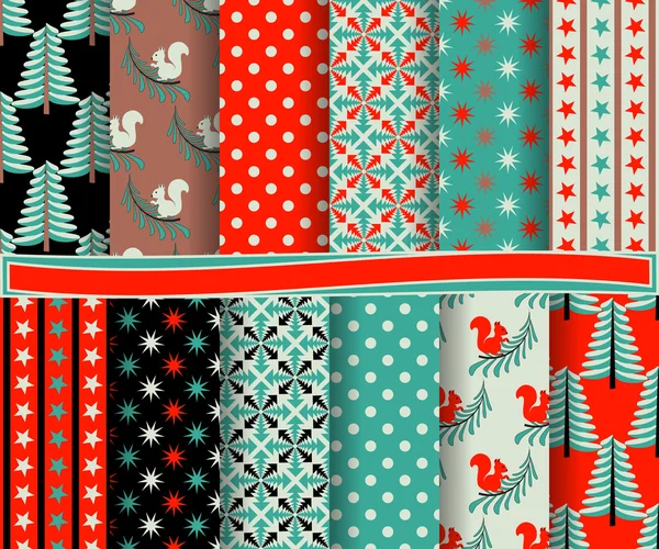 Conjunto de papel vectorial abstracto de Navidad con formas decorativas y elementos de diseño para álbum de recortes — Archivo Imágenes Vectoriales