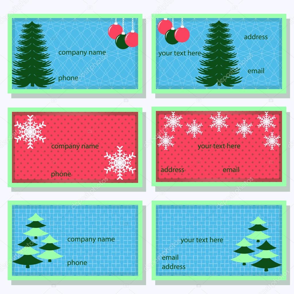 set of Christmas vector templates for invitations, business cards