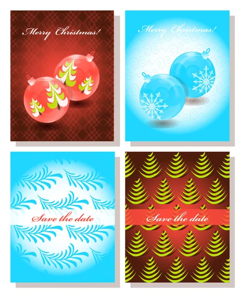 Set of  Christmas abstract vector template. Save the date — Stock Vector