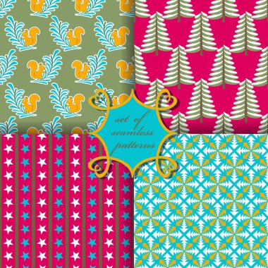 Noel sorunsuz vektör çizim kümesi. Noel simge, desen