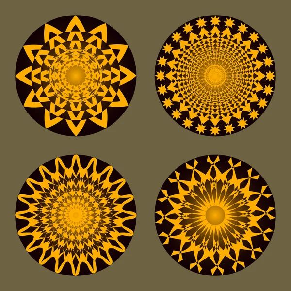 Vector set of abstract circular patterns — Stock Vector
