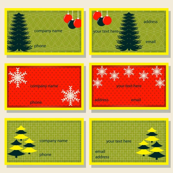 Set di modelli vettoriali natalizi per inviti, biglietti da visita — Vettoriale Stock