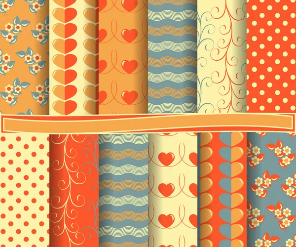 Serie di carta vettoriale astratta con forme decorative e simboli di San Valentino per album — Vettoriale Stock