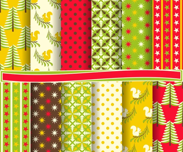 Set Weihnachten abstraktes Vektorpapier mit dekorativen Formen und Designelementen für Sammelalbum — Stockvektor