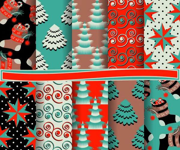 Aantal Christmas abstract vector papier met decoratieve vormen en ontwerpelementen voor scrapbook — Stockvector