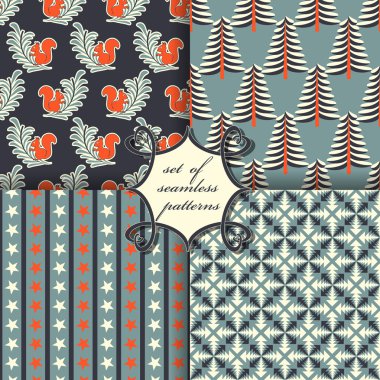 Noel sorunsuz vektör çizim kümesi. Noel simge, desen