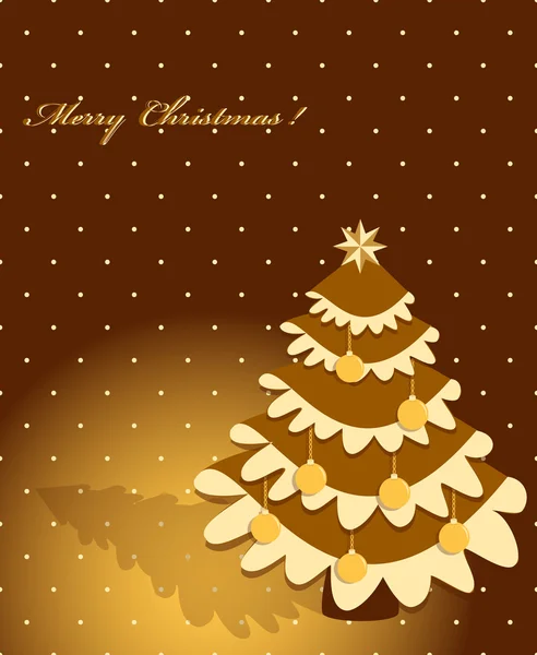 Árbol de Navidad decorativo, bolas de Navidad. Tarjeta de felicitación vectorial — Vector de stock