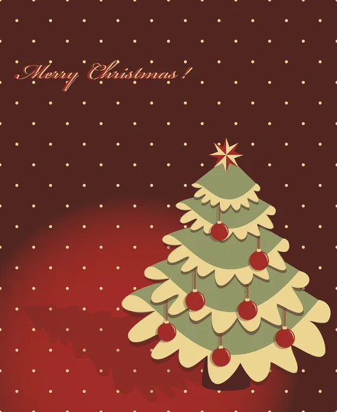 装飾クリスマス ツリー、クリスマス ボール。ベクトル グリーティング カード — ストックベクタ