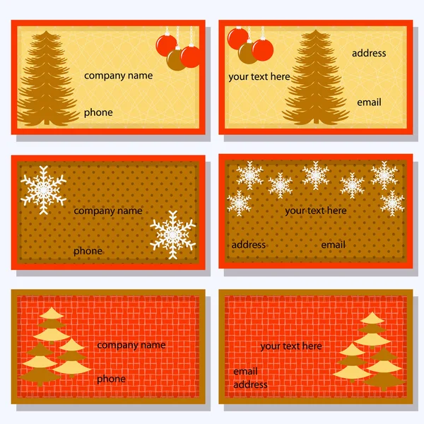 Set von Weihnachtsvektorvorlagen für Einladungen, Visitenkarten — Stockvektor