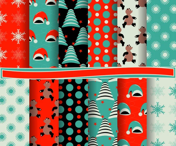 Aantal Christmas abstract vector papier met decoratieve vormen en ontwerpelementen voor scrapbook — Stockvector