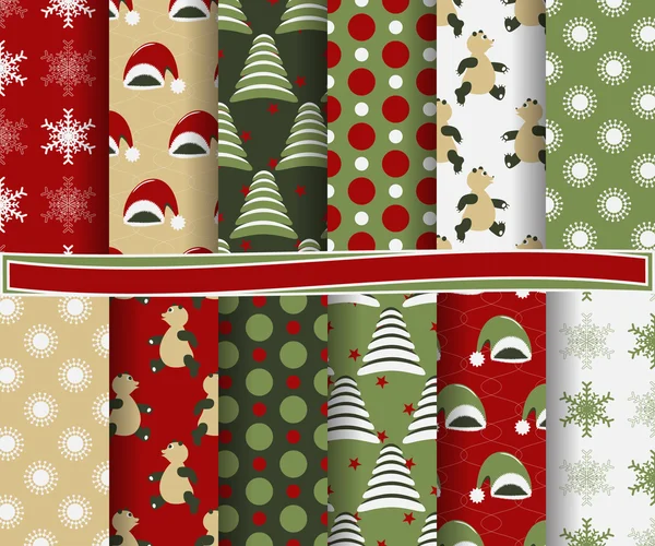 Set Weihnachten abstraktes Vektorpapier mit dekorativen Formen und Designelementen für Sammelalbum — Stockvektor