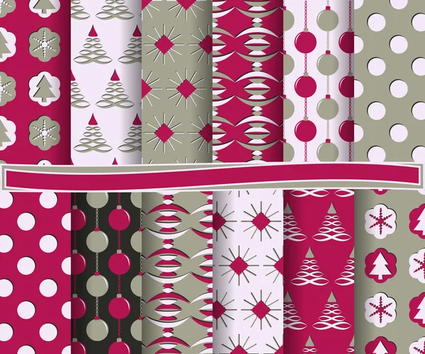 Set Weihnachten abstraktes Vektorpapier mit dekorativen Formen und Designelementen für Sammelalbum — Stockvektor