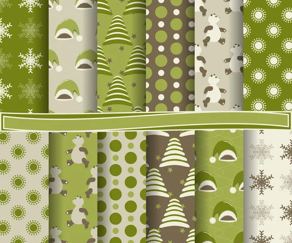 Conjunto de papel vectorial abstracto de Navidad con formas decorativas y elementos de diseño para álbum de recortes — Vector de stock