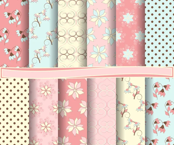 Set aus abstraktem Vektorpapier mit dekorativen Blumen und Designelementen für Sammelalbum — Stockvektor