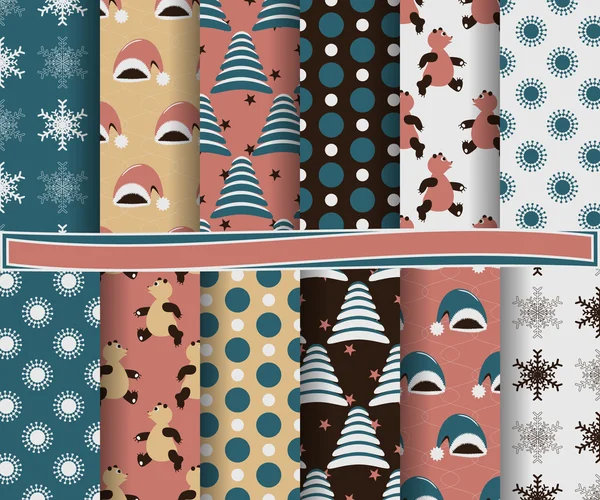 Conjunto de papel vectorial abstracto de Navidad con formas decorativas y elementos de diseño para álbum de recortes — Archivo Imágenes Vectoriales