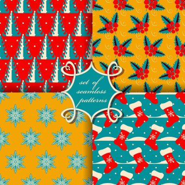 Noel sorunsuz vektör çizim kümesi. Noel simgeler, kalıpları