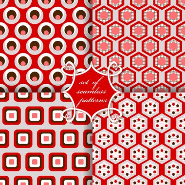 Sorunsuz vektör çizimler kümesi. Soyut Dekoratif şekiller