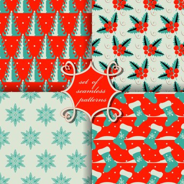 Noel sorunsuz vektör çizim kümesi. Noel simgeler, kalıpları