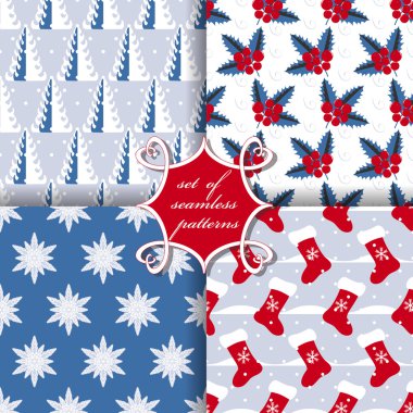 Noel sorunsuz vektör çizim kümesi. Noel simgeler, kalıpları