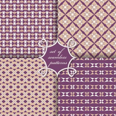 Sorunsuz vektör çizimler kümesi. Soyut Dekoratif şekiller