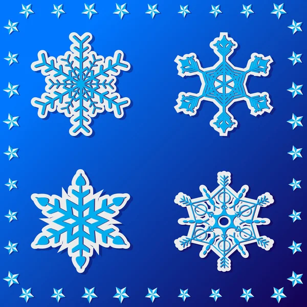 Vector set of abstract decorative snowflakes — Stock Vector