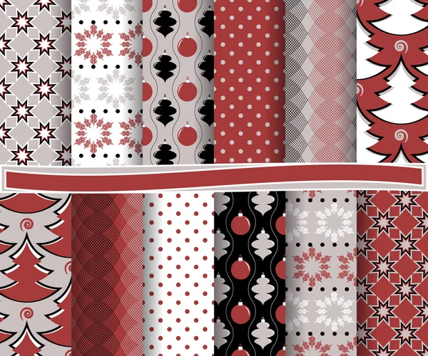 Sada vánočních abstraktní vektorová papíru s dekorativní tvary a konstrukční prvky pro scrapbook — Stockový vektor