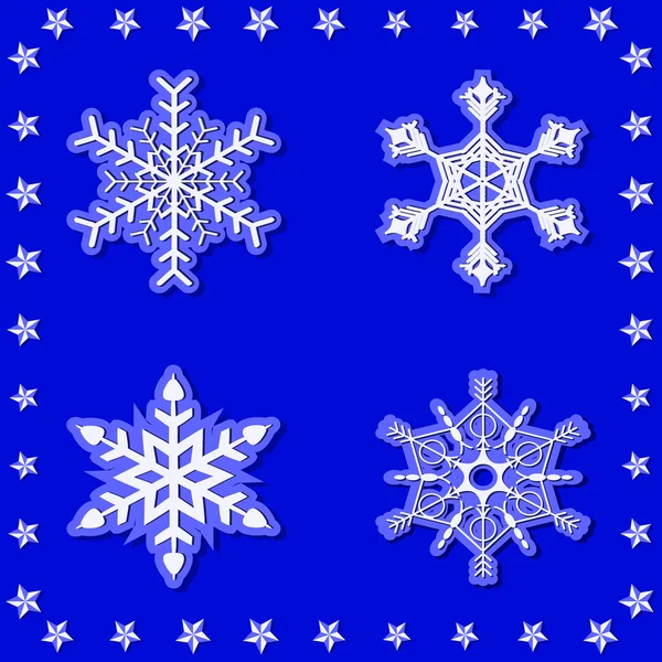 Vector set of abstract decorative snowflakes — Stock Vector