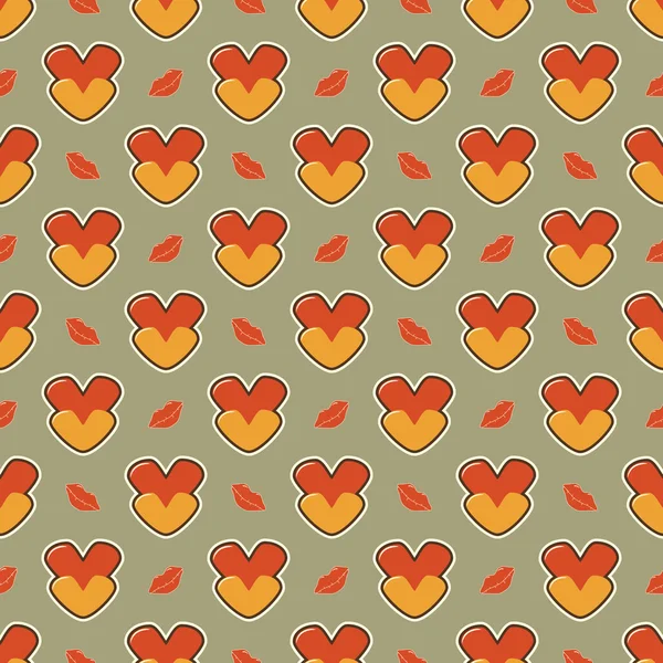 Nahtlose abstrakte Vektorillustration Valentinstag mit Herzen und Lippen — Stockvektor