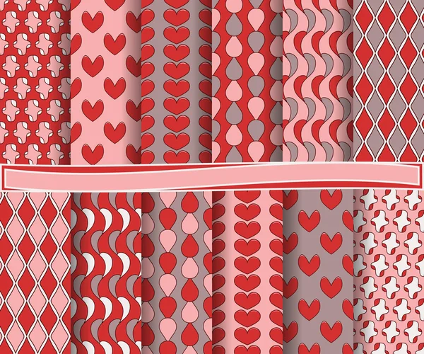 Uppsättning abstrakta vektor papper med dekorativa former och symboler för alla hjärtans dag för klippbok — Stock vektor