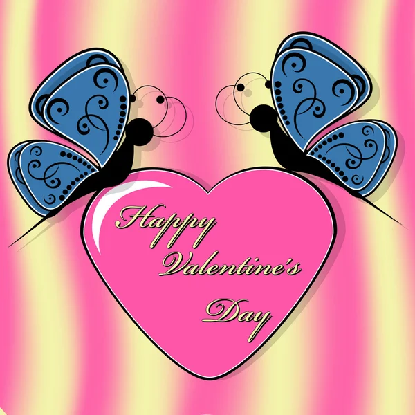 Анотація Векторні ілюстрації. Вітальна листівка для день Святого Валентина. Метелики, серце — стоковий вектор